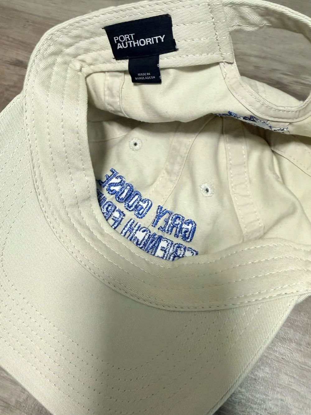 Grey Goose Cream Baseball Cap with Blue Embroidered Text